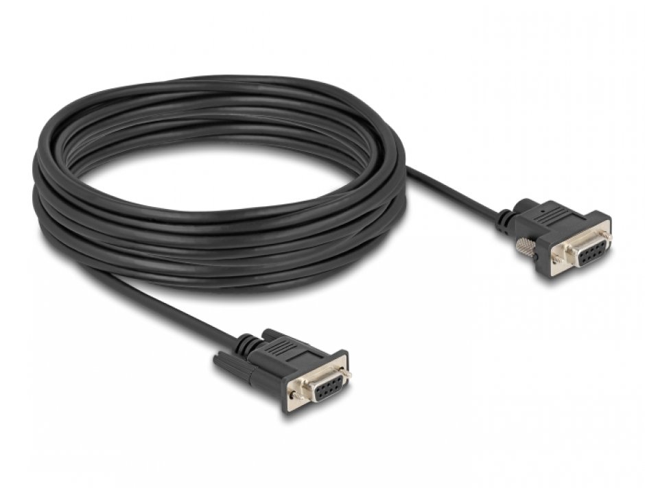Imagine Cablu serial RS-232 D-Sub 9 pini cu alimentare DC M-M 10m, Delock 88240